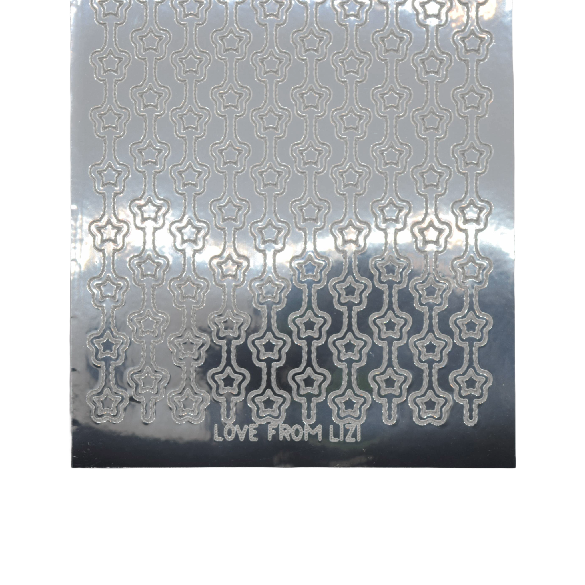 Star Border Silver Mirror Peel-Off Stickers